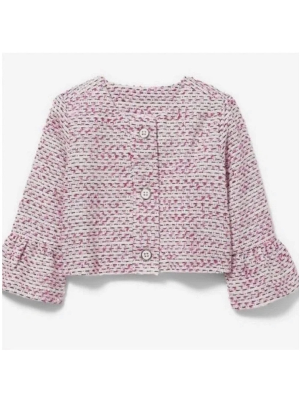 Janie and Jack Pink Tweed Ruffle-Sleeve Jacket Size 3